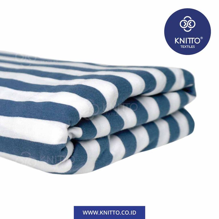 Image of COMBED STRIPES 30S TYPE 3 - STEEL BLUE PUTIH